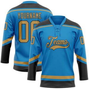 Custom Blue Old Gold Black Hockey Lace&hellip;