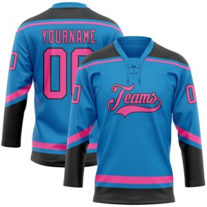 Custom Blue Pink Black Hockey Lace Neck&hellip;