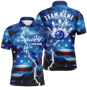 Custom Blue Thunder Bowling Polo Shirts For&hellip;
