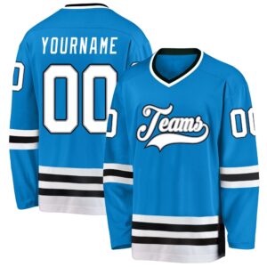 Custom Blue White Black Hockey Jersey, New&hellip;