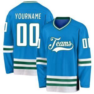 Custom Blue White Kelly Green Hockey Jersey,&hellip;