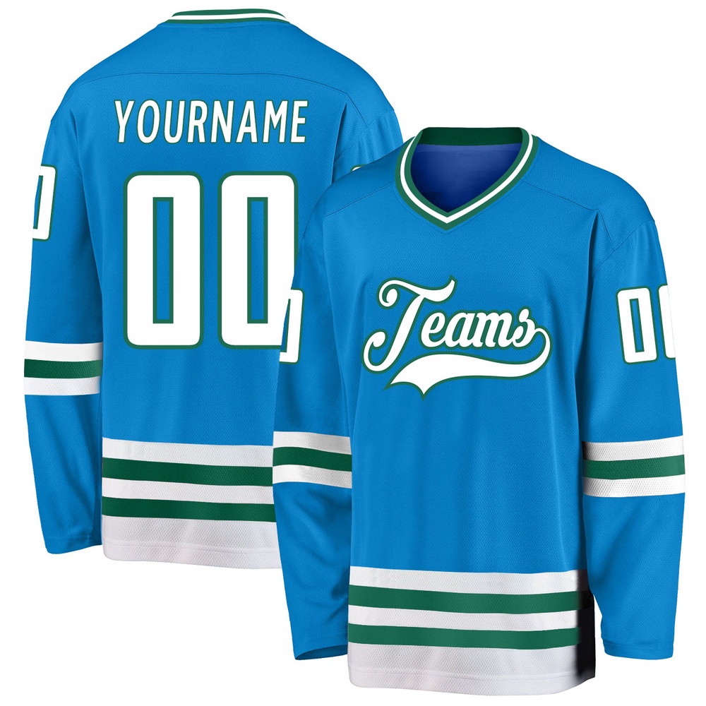 Custom Blue White Kelly Green Hockey Jersey, New Hockey Jersey, Personali Sport Team Jersey Shirt
