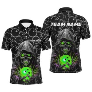 Custom Bowlers Outfits Skull Green Bowling Polo&hellip;