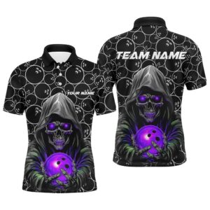Custom Bowlers Outfits Skull Purple Bowling Polo&hellip;