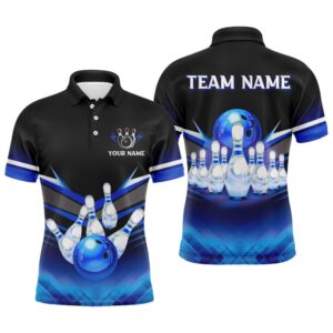 Custom Bowling League Shirt Blue Bowling Polo&hellip;