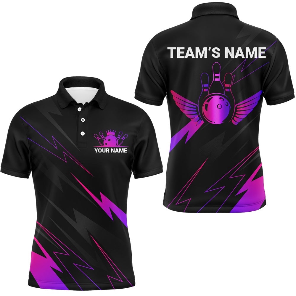 Custom Bowling Polo Shirt For Men Bowling Polo Shirt Team League Bowling Shirts Couple, Personalized Bowling Team Shirt