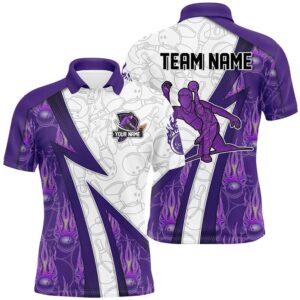 Custom Bowling Polo Shirt For Men Purple&hellip;