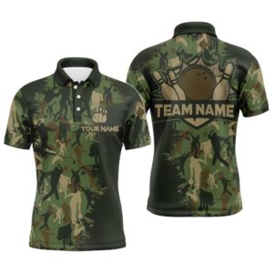 Custom Bowling Shirts Men Camo Bowling Polo&hellip;