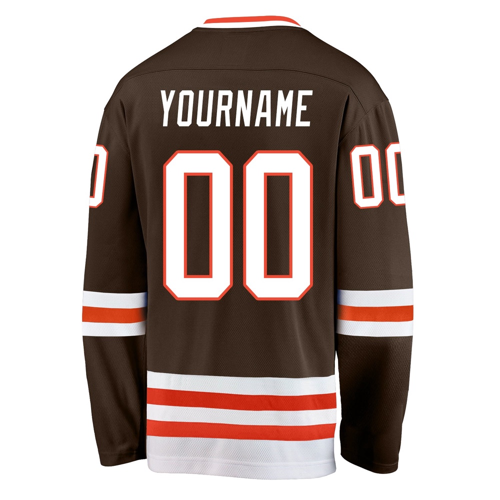 Custom Brown White Orange Hockey Jersey, New Hockey Jersey, Personali Sport Team Jersey Shirt