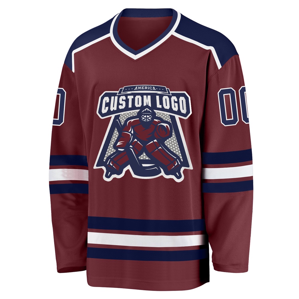 Custom Burgundy Navy White Hockey Jersey, New Hockey Jersey, Personali Sport Team Jersey Shirt