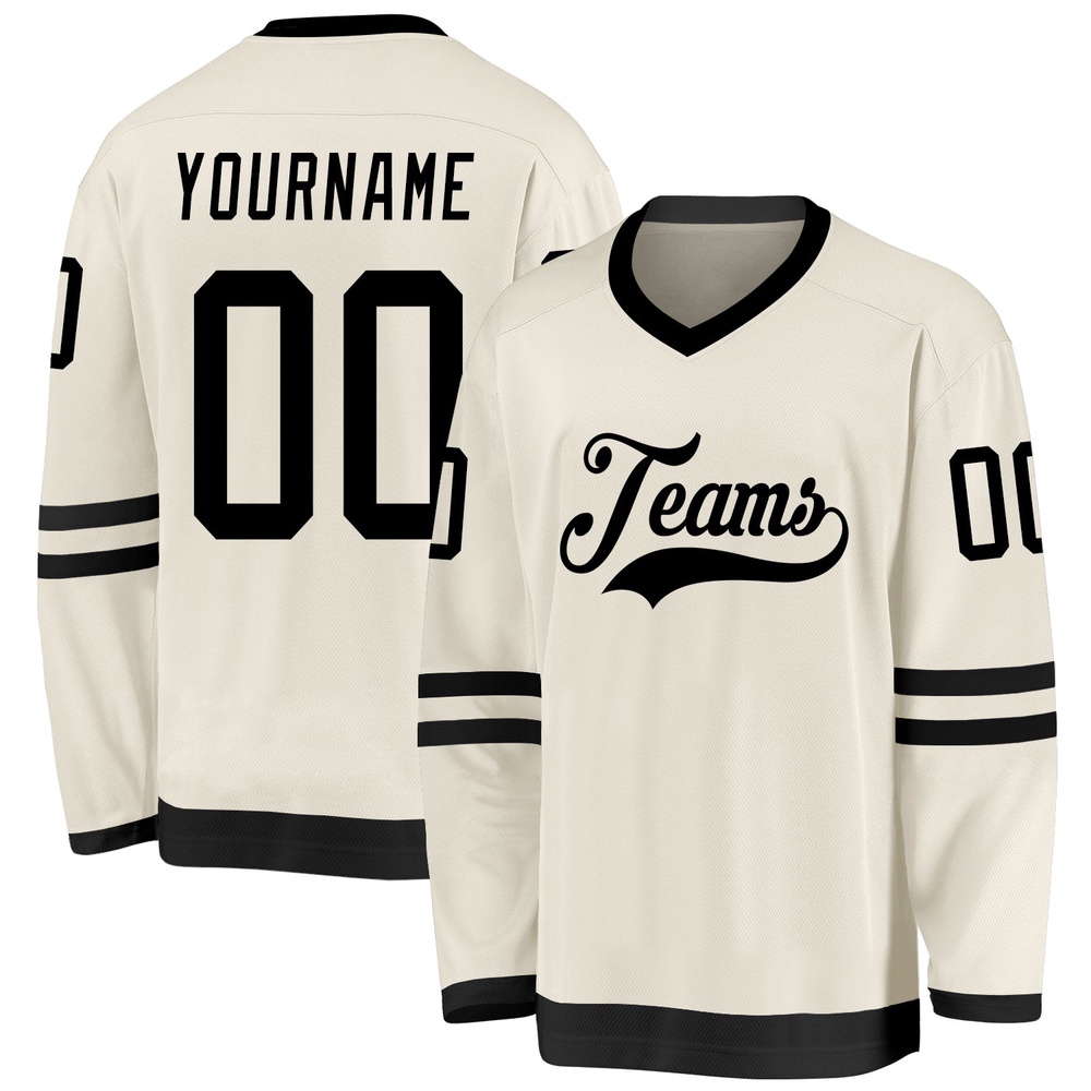 Custom Cream Black Hockey Jersey, New Hockey Jersey, Personali Sport Team Jersey Shirt