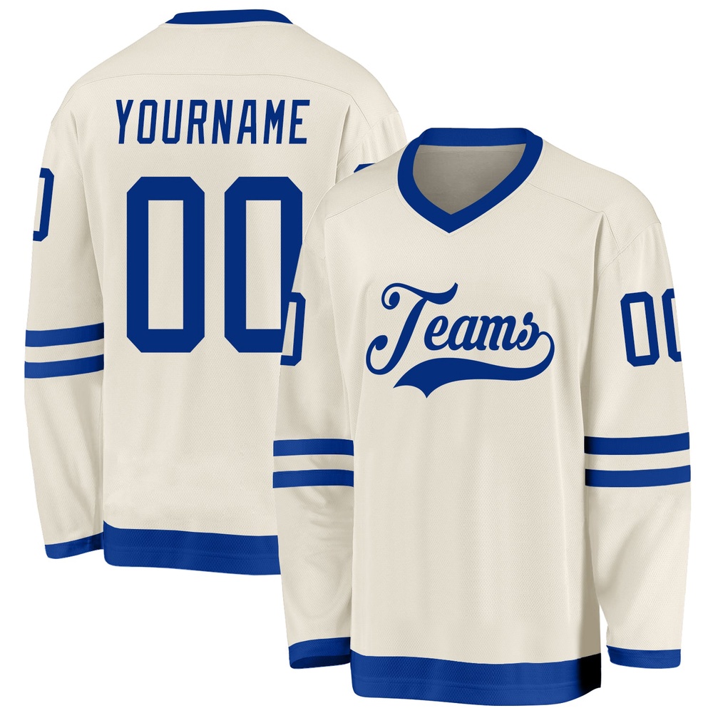 Custom Cream Royal Hockey Jersey, New Hockey Jersey, Personali Sport Team Jersey Shirt