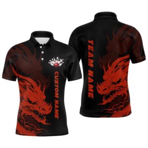 Custom Dragon Bowling Polo Shirts For Men&hellip;