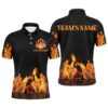 Custom Flame Bowling Polo Shirt For Men Bowling Team Shirt League Bowling Polo Shirt, Personalized Bowling Team Shirt
