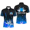 Custom Flames Bowling Shirt For Men, Strike Bowling Polo Shirt For Team Fire League Bowling Polo Shirt, Personalized Bowling Team Shirt