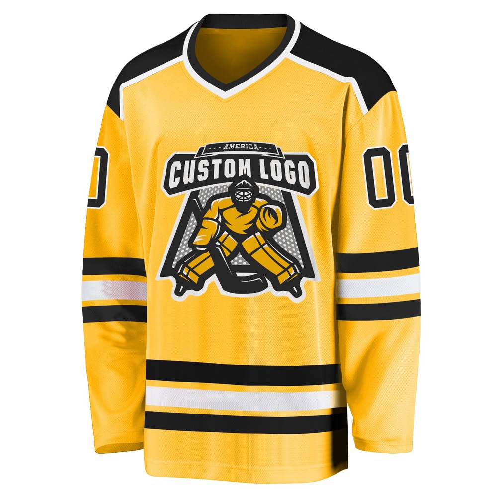 Custom Gold Black White Hockey Jersey, New Hockey Jersey, Personali Sport Team Jersey Shirt