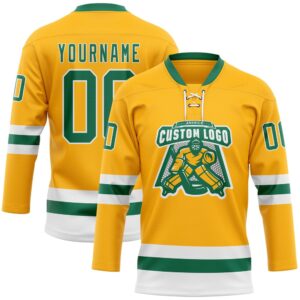 Custom Gold Kelly Green White Hockey Lace Neck Jersey New Hockey Jersey Personali Sport Team Jersey Shirt 2 rh4oun.jpg