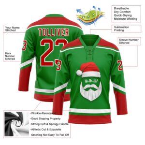 Custom Grass Green Red White Christmas Santa Claus 3D Hockey Lace Neck Jersey New Hockey Jersey Personali Sport Team Jersey Shirt 3 az3mfk.jpg