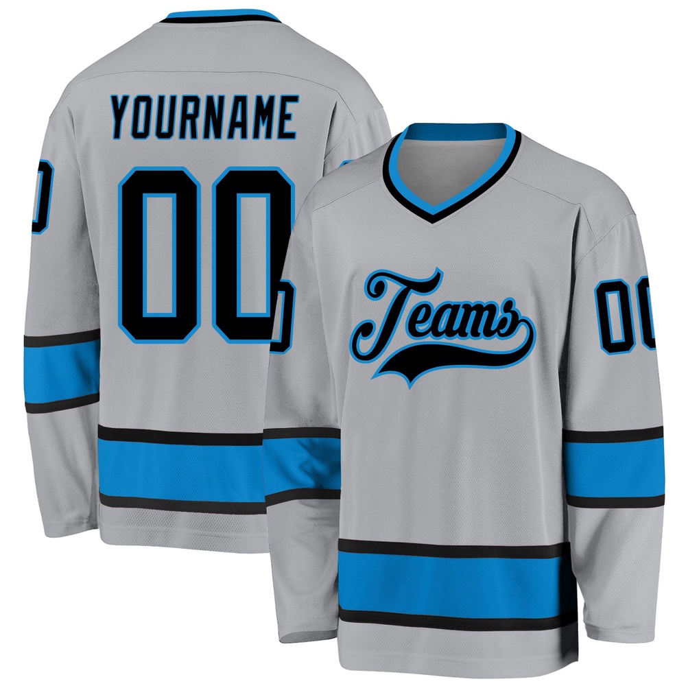 Custom Gray Black Blue Hockey Jersey, New Hockey Jersey, Personali Sport Team Jersey Shirt