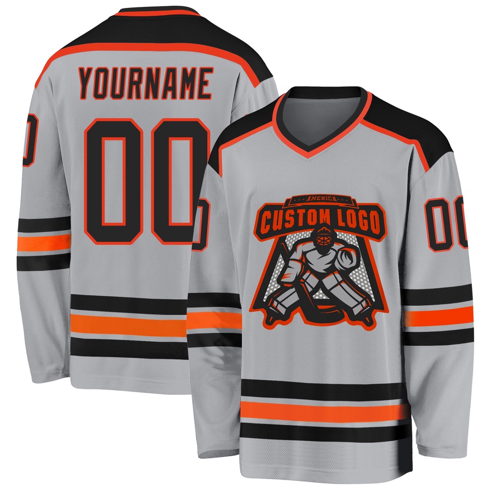Custom Gray Black Orange Hockey Jersey, New Hockey Jersey, Personali Sport Team Jersey Shirt