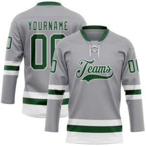 Custom Gray Green White Hockey Lace Neck&hellip;
