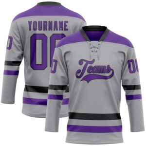 Custom Gray Purple Black Hockey Lace Neck&hellip;