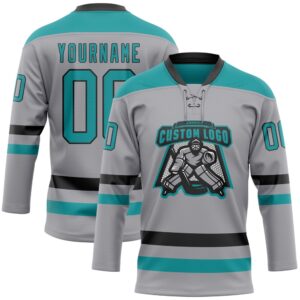 Custom Gray Teal Black Hockey Lace Neck Jersey New Hockey Jersey Personali Sport Team Jersey Shirt 2 rb92lz.jpg