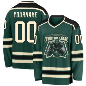 Custom Green Cream Black Hockey Jersey, New&hellip;