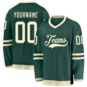 Custom Green Cream Hockey Jersey, New Hockey&hellip;
