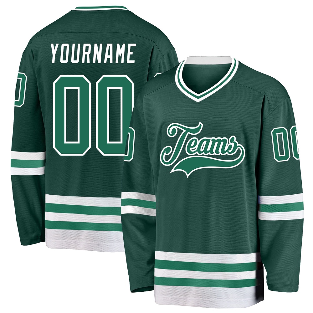 Custom Green Kelly Green White Hockey Jersey, New Hockey Jersey, Personali Sport Team Jersey Shirt