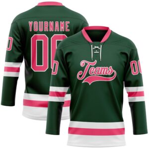 Custom Green Neon Pink White Hockey Lace&hellip;