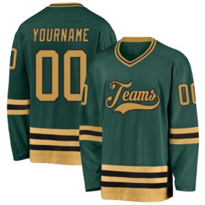 Custom Green Old Gold Black Hockey Jersey,&hellip;