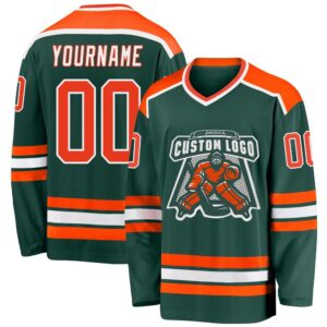 Custom Green Orange White Hockey Jersey, New&hellip;