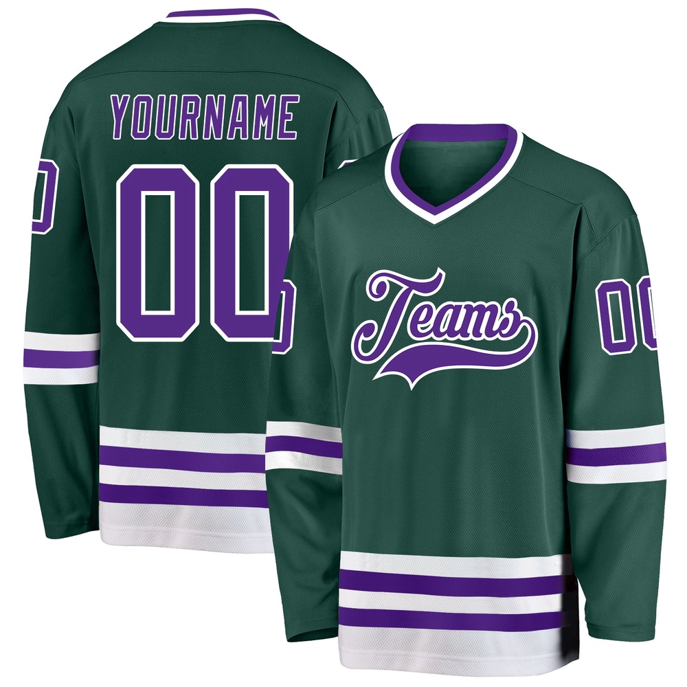 Custom Green Purple White Hockey Jersey, New Hockey Jersey, Personali Sport Team Jersey Shirt