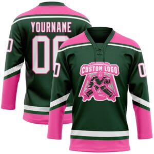 Custom Green White Pink Hockey Lace Neck Jersey New Hockey Jersey Personali Sport Team Jersey Shirt 2 zocylw.jpg