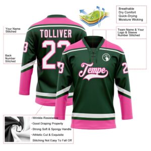 Custom Green White Pink Hockey Lace Neck Jersey New Hockey Jersey Personali Sport Team Jersey Shirt 3 cf3lp6.jpg