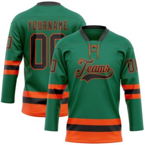 Custom Kelly Green Black Orange Hockey Lace&hellip;