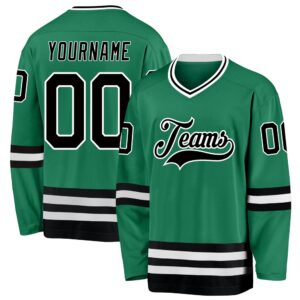 Custom Kelly Green Black White Hockey Jersey,&hellip;