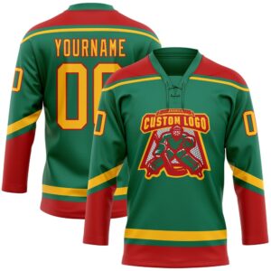 Custom Kelly Green Gold Red Hockey Lace Neck Jersey New Hockey Jersey Personali Sport Team Jersey Shirt 2 f6yqeo.jpg