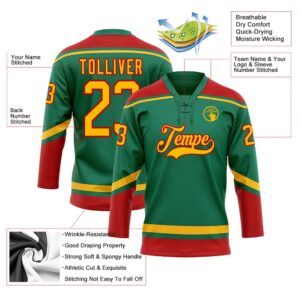Custom Kelly Green Gold Red Hockey Lace Neck Jersey New Hockey Jersey Personali Sport Team Jersey Shirt 3 unfcuk.jpg