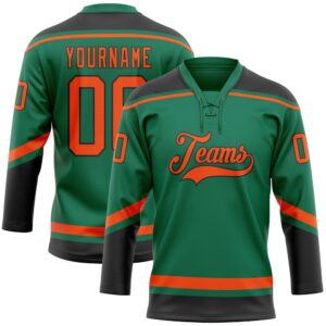 Custom Kelly Green Orange Black Hockey Lace&hellip;