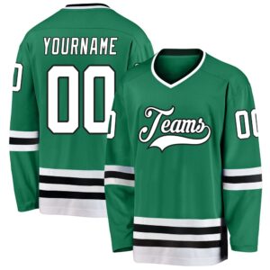 Custom Kelly Green White Black Hockey Jersey,&hellip;