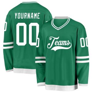 Custom Kelly Green White Hockey Jersey, New&hellip;