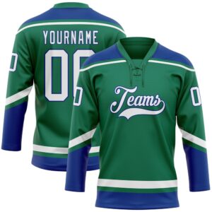 Custom Kelly Green White Royal Hockey Lace&hellip;