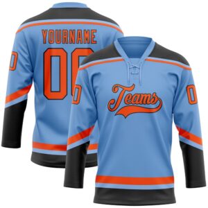 Custom Light Blue Orange Black Hockey Lace&hellip;