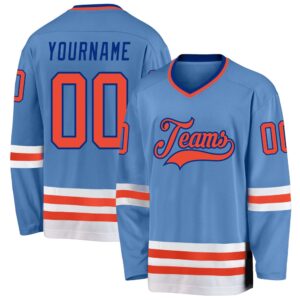 Custom Light Blue Orange Royal Hockey Jersey,&hellip;