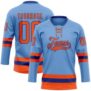 Custom Light Blue Orange Royal Hockey Lace&hellip;