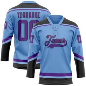 Custom Light Blue Purple Black Hockey Lace&hellip;