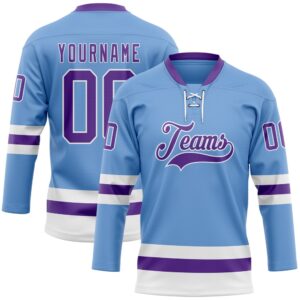 Custom Light Blue Purple White Hockey Lace&hellip;