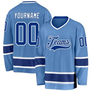 Custom Light Blue Royal White Hockey Jersey,&hellip;